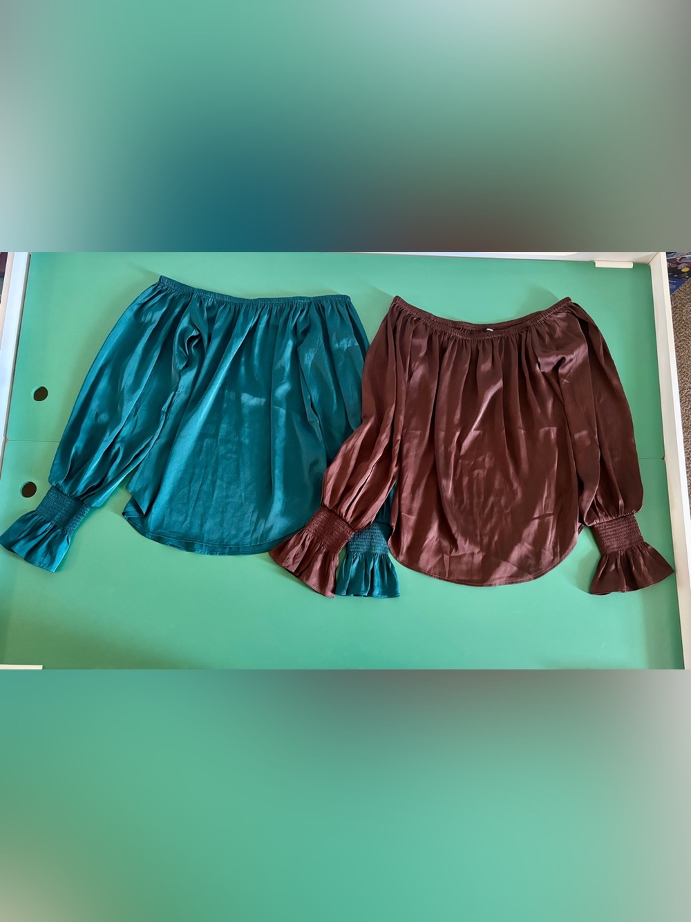 Express Size XS Off-Shoulder Tops in Teal and Brown